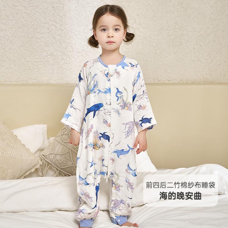 Bamboo Cotton Toddler Sleeping Bag With Leg Separation Anti-Slip Design Night Sleep