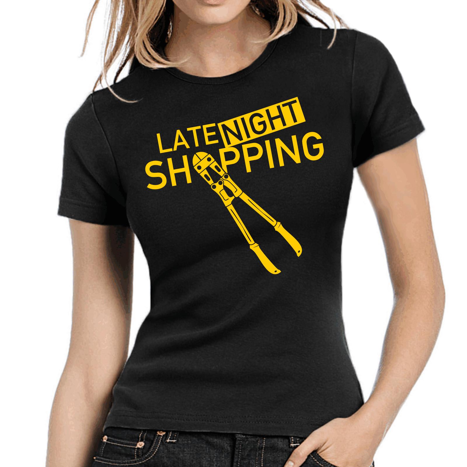 Late Night Shopping Stud Cutter Fun Fun Comedy Lady Womens Girlie T-Shirt Mens Womens Tees Top 2XL