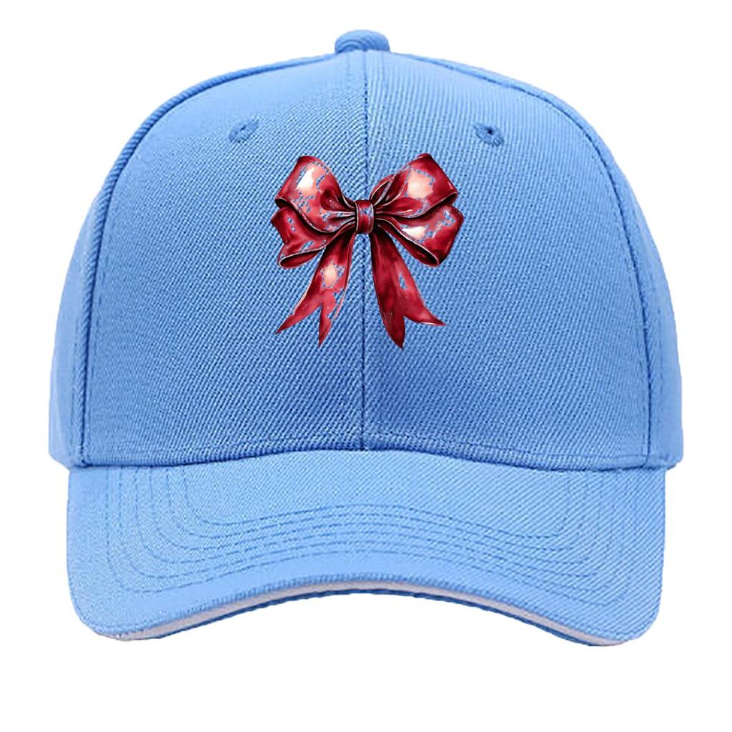 Glossy Red Ribbon Bow Illustration Graphic Sandwich Baseball Cap Unisex Women Sun Cap Outdoor Workouts Hat