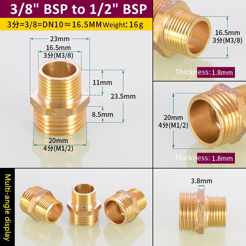 Brass Pipe Hex Nipple Fitting 1/8" 1/4" 3/8" 1/2" 3/4" 1" BSP Male Thread Quick Adapter Coupler Connector for Water Oil Gas