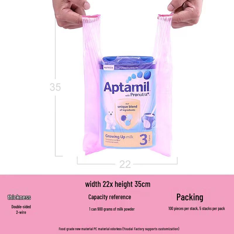 Pink Disposable Plastic Vest-Handle Carry Bags