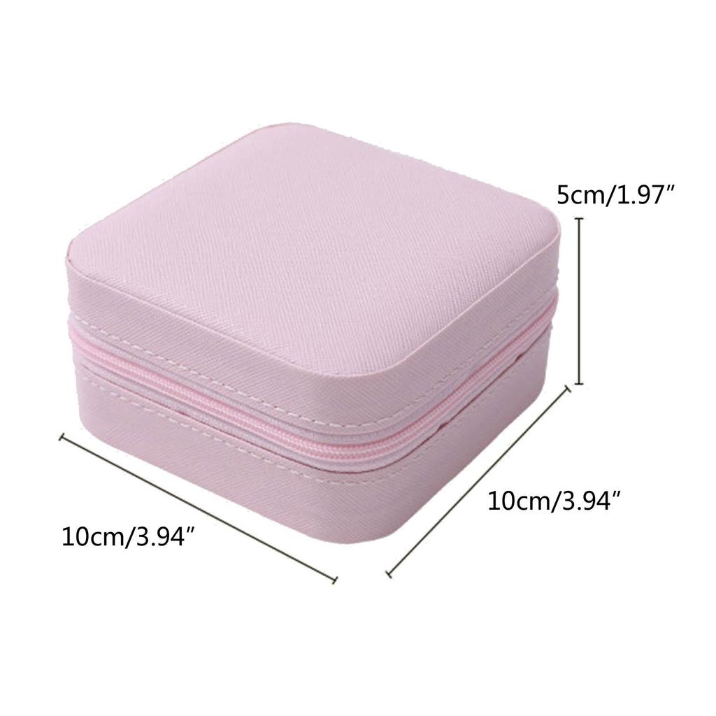 Single Layer Storage Box Small Travel Leathers Jewelry Box Zipper Holder for Rings Earrings Necklaces Storage Display