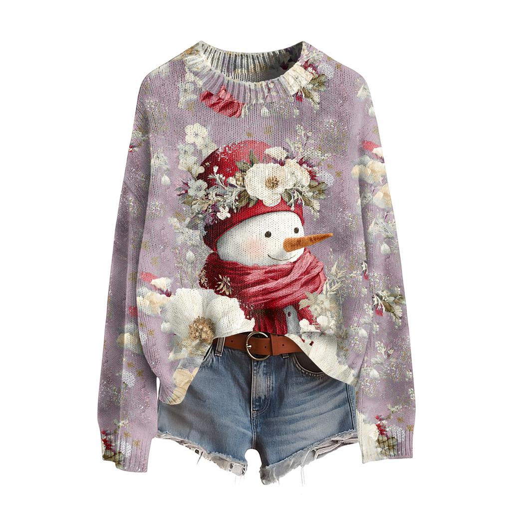 Damen Lustiger Damen Weihnachts-Pullover R-Ausschnitt Weihnachts-Jumper Weihnachts-Outfit Hässliches Sweatshirt Weihnachtskostüm