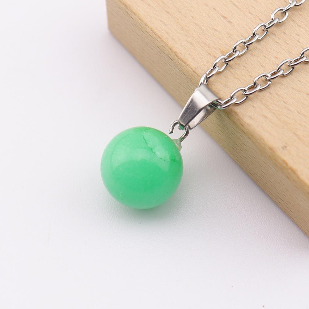 Natural Crystal Stone Sphere Pendant, 14mm, Melon Seed Clasp, Single Hole DIY Necklace, N766