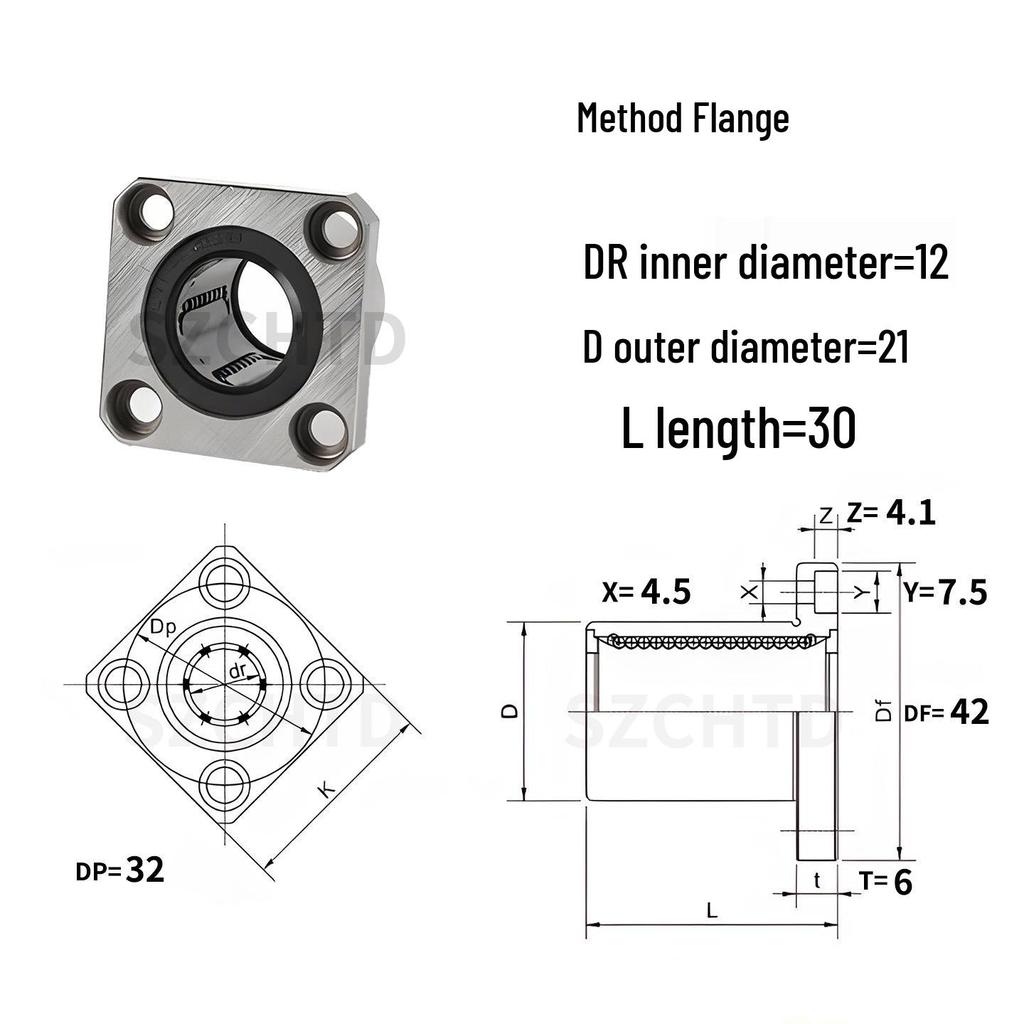 12mm ID LM12UU Linear Bearing & LMK12UU Flange Series: Wear-Resistant & Smooth