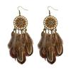 Elegant Bohemian Feather Drop Earrings Handcrafted Dangling Jewelry Unique Pendant Earrings Suitable for Daily Party