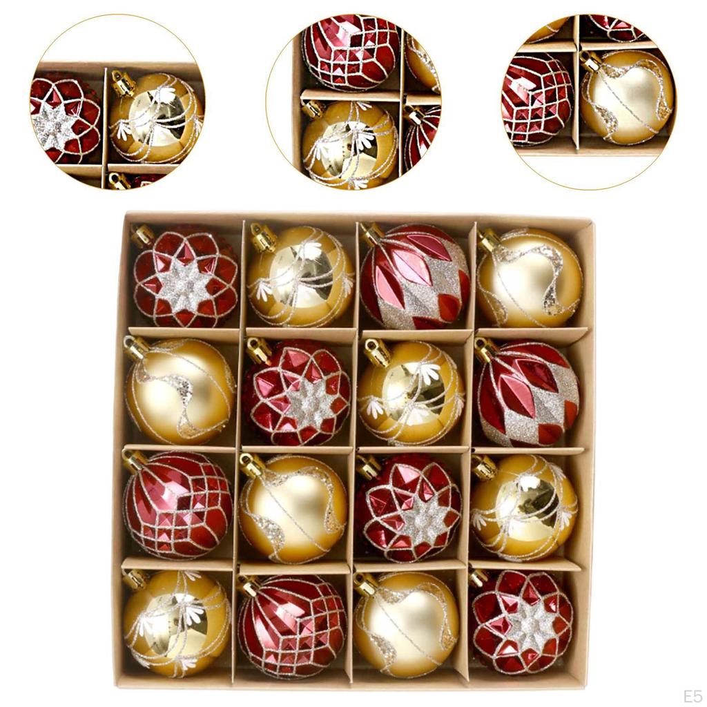 16 Pieces Christmas Ball Ornaments Hanging Crafts Charm Pendants Xmas Decorations for