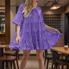 Women's New Fashion Round Neck Loose Waist Short Sleeve Short Dresses Sequin Dresses
