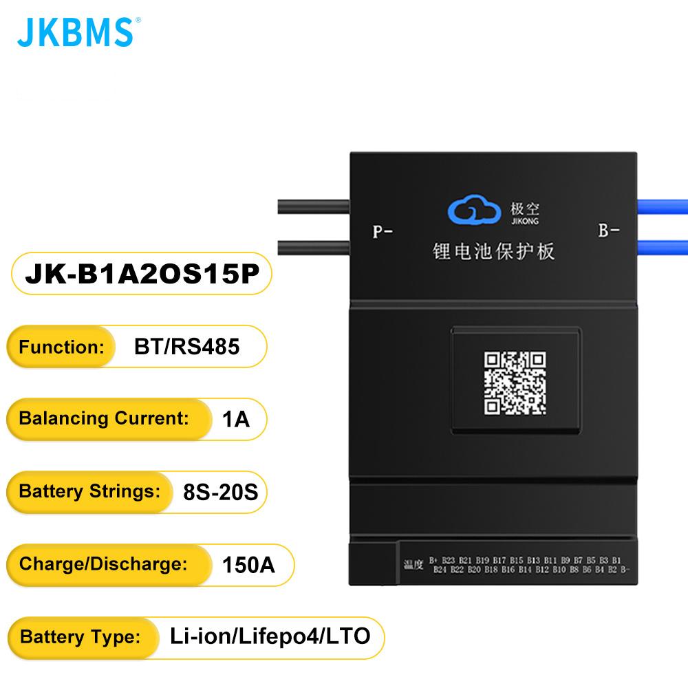 

JK BMS B1A24S15P 1A БАЛАНСУВАЛЬНИЙ СТРУМ BMS 150A BT 36V 48V 60V Літій-іонний LTO 18650 Акумулятор Lifepo4 Акумулятор Зберігання Bluetooth BMS