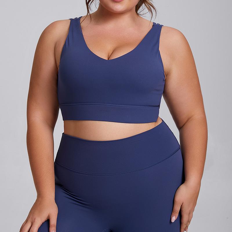 Plus Size High Elastic Yoga Suit: Women's Brushed Nude Feel Set with Shockproof Sportswear