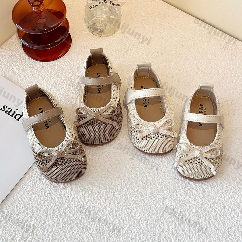 Mode Mädchen Prinzessin Schuhe 2025 Frühling Neu Baby Koreanisch Rutschfest Weich Retro Vielseitig Kinder Freizeitschuhe Mesh Atmungsaktiv Flache Schuhe