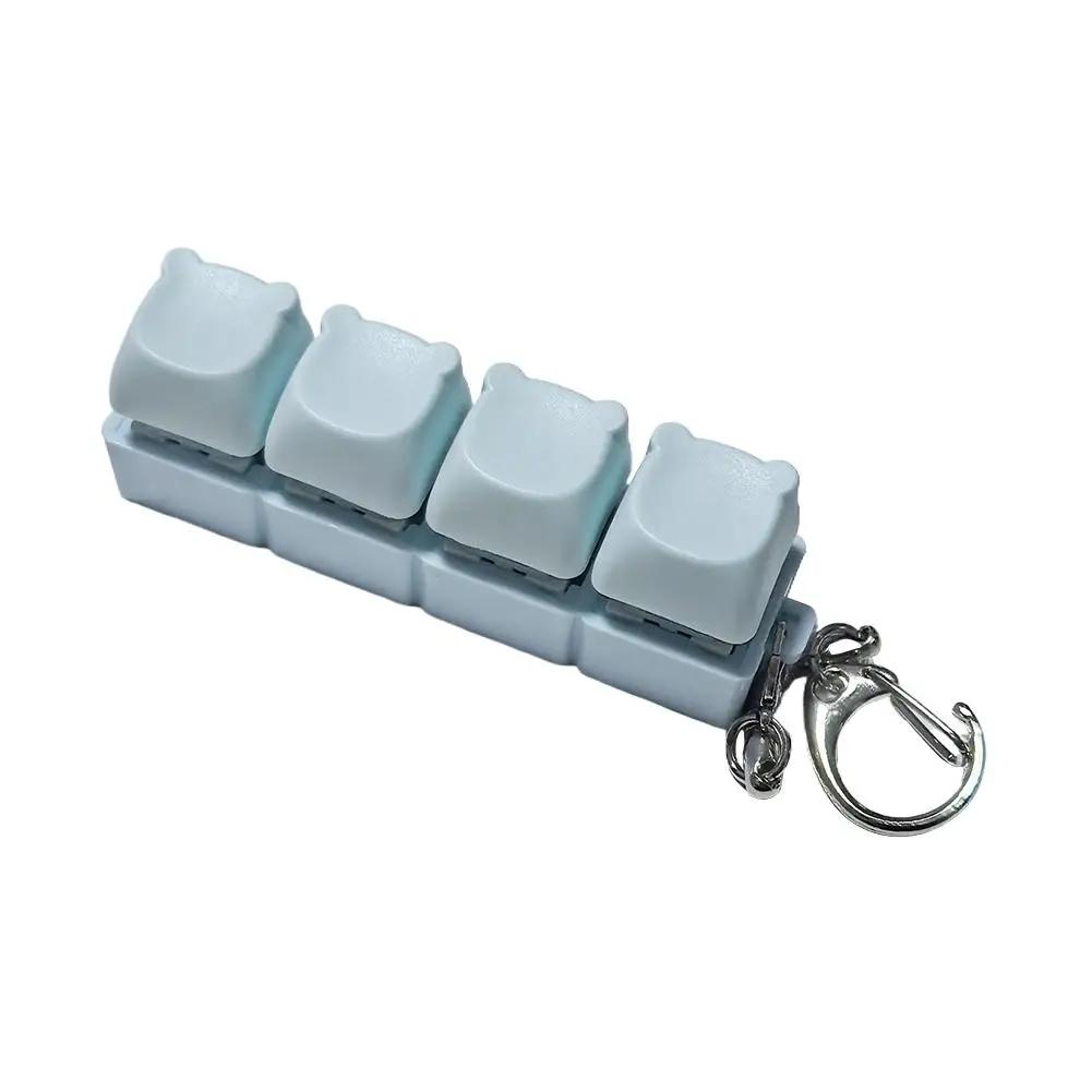 

4Keys Finger Button Anti-stress Toys Button Keycap Gifts Decompression Keychain DIY Calming Keychain Keyboard Office W4X3