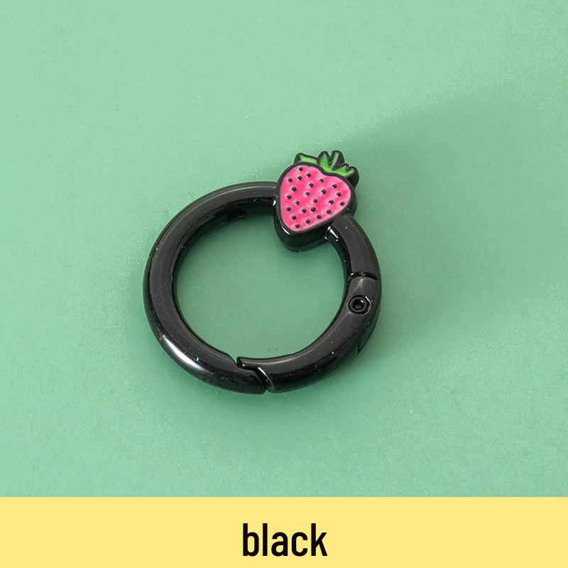 Baked Paint Strawberry Spring Ring Keychain Jewelry Hardware Accessory