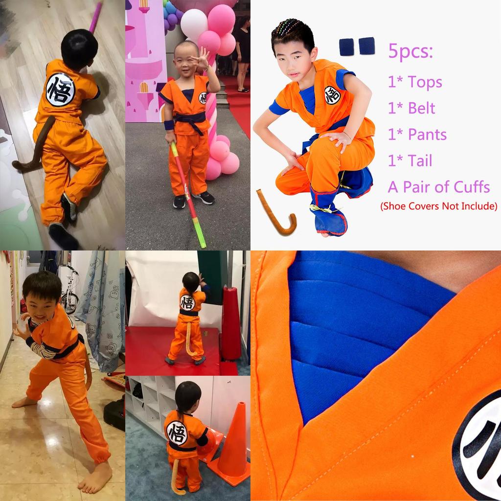 Vibrant Kids Adult Anime Dragon Ball Z Goku Cosplay Costume Set For Fancy Parties