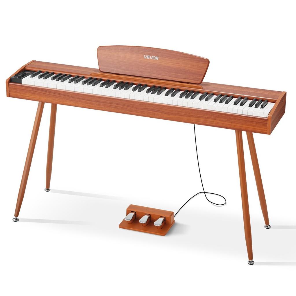 Weighted Digital Piano, 88 Keys Fully Weighted, Electric Piano Keyboard with Sheet Music Stand, Triple Pedal, Power Adapter, 280 Tones, Support