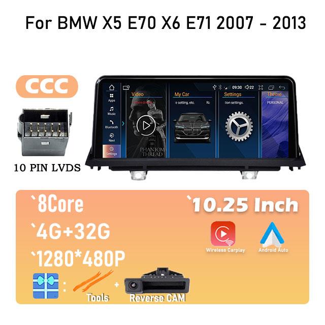 Android 14 For BMW X5 E70 X6 E71 2007 - 2013 Original CCC or CIC System Car Radio Stereo Video Player GPS Navigation Multimedia