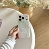 Kawaii Pastel Patchwork Floral Plaid Magnetic Phone Case With Glitter Pop Socket For iPhone 14 15 16 17 Pro Max INS Cute Shockpr