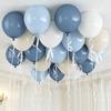 62pcs 12Inch Haze Blue Balloons Set Boho White Sand Dusty Twilight Slate Blue Balloon for Birthday Boy Baby Shower Wedding Decor 5