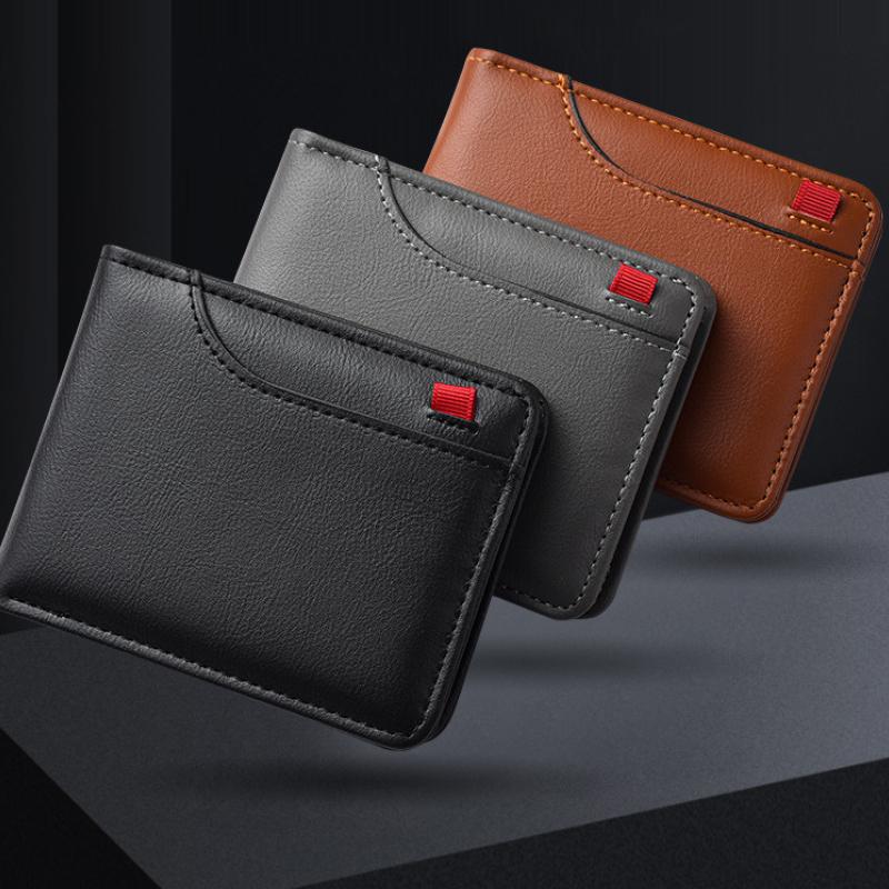 Wallet Men's Short Wallet Multi-Card Slot Card Holder PU Leather Luxury Wallets for Men Student Cross-border Card Bags