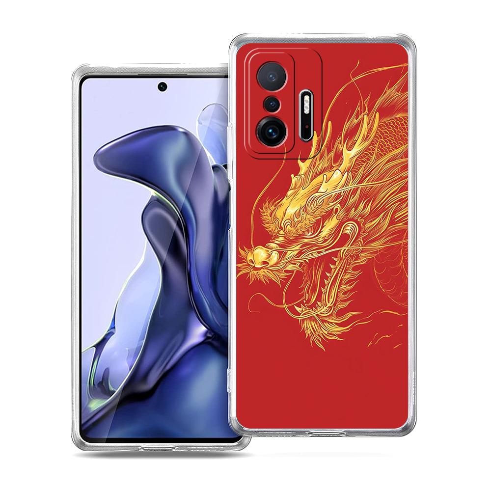 Transparent Phone Case for Xiaomi Mi 14 13 12 11 Ultra Poco X3 NFC F3 F6 Pro Soft TPU Shell Trend Fashion Cartoon Chinese Dragon