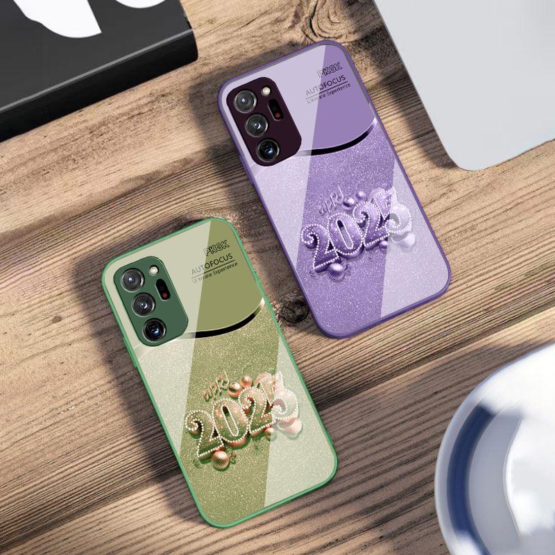 Colorful New Year 2025 For Samsung Galaxy Note 8 9 10 PRO 20 Ultra A01 02 03 Core 04E 4G 12 13 5G Tempering Glass Phone Case