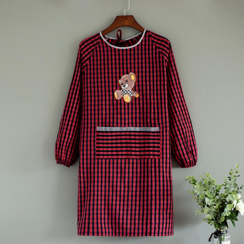 Korean Style Long Sleeve Oil-Proof Cotton Apron for Women and Men – Cute and Fashionable Kitchen Smock for Summer