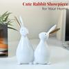 Cute White Rabbit Pair Showpiece – Decorative Bunny Figurines for Home, Bedroom, Living Room & Office Desk | Feng Shui Good Luck Gift,