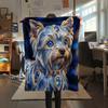 Blue Gemstone Puppy Kitten Print Flannel Blanket,High Quality Comfortable for All Seasons,Home Decor,Warmth and Comfort,Perfect for Christmas Gifts