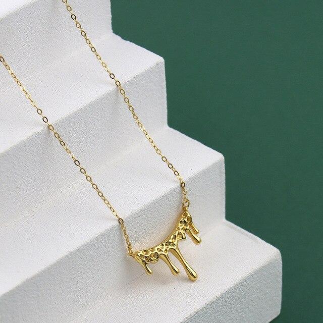 

ANENJERY нерегулярное ручное кованое вогнутое овальное ожерелье из золотой монеты с луной и лавой для женщин, простые геометрические вечерние ювелирные изделия, воротники