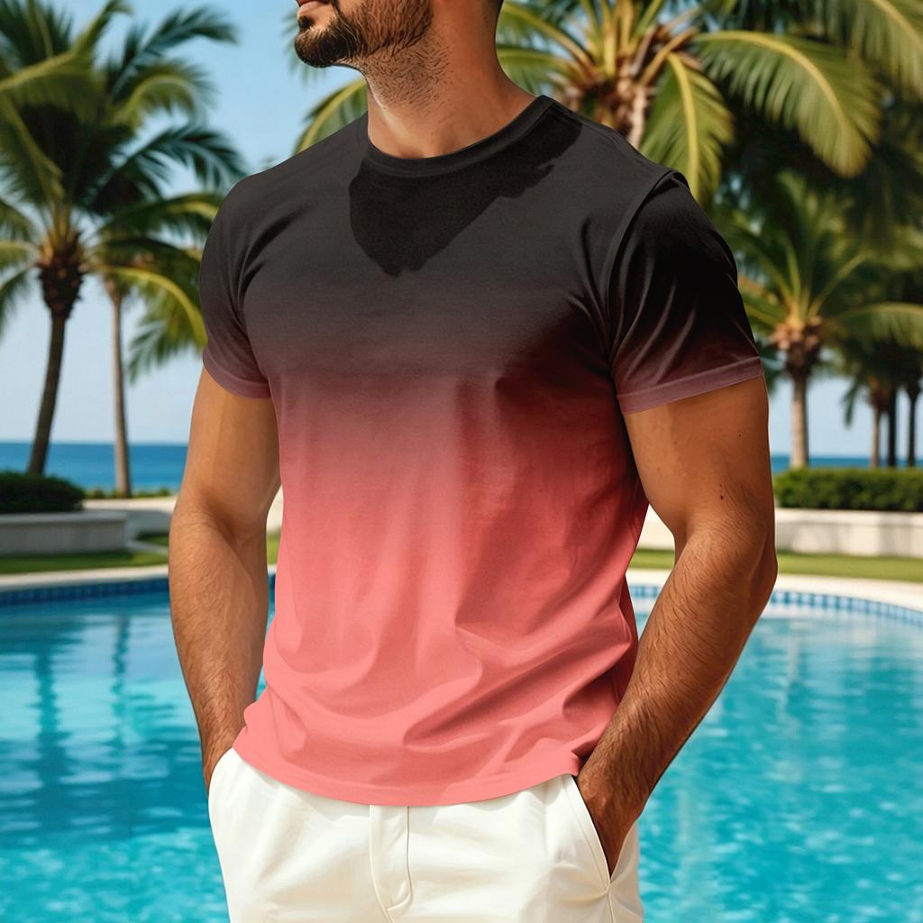Men's Summer Crew Neck T-Shirt Quick Dry Breathable Lightweight Casual Short Sleeve Shirt for Outdoor Activities and Sun Protection