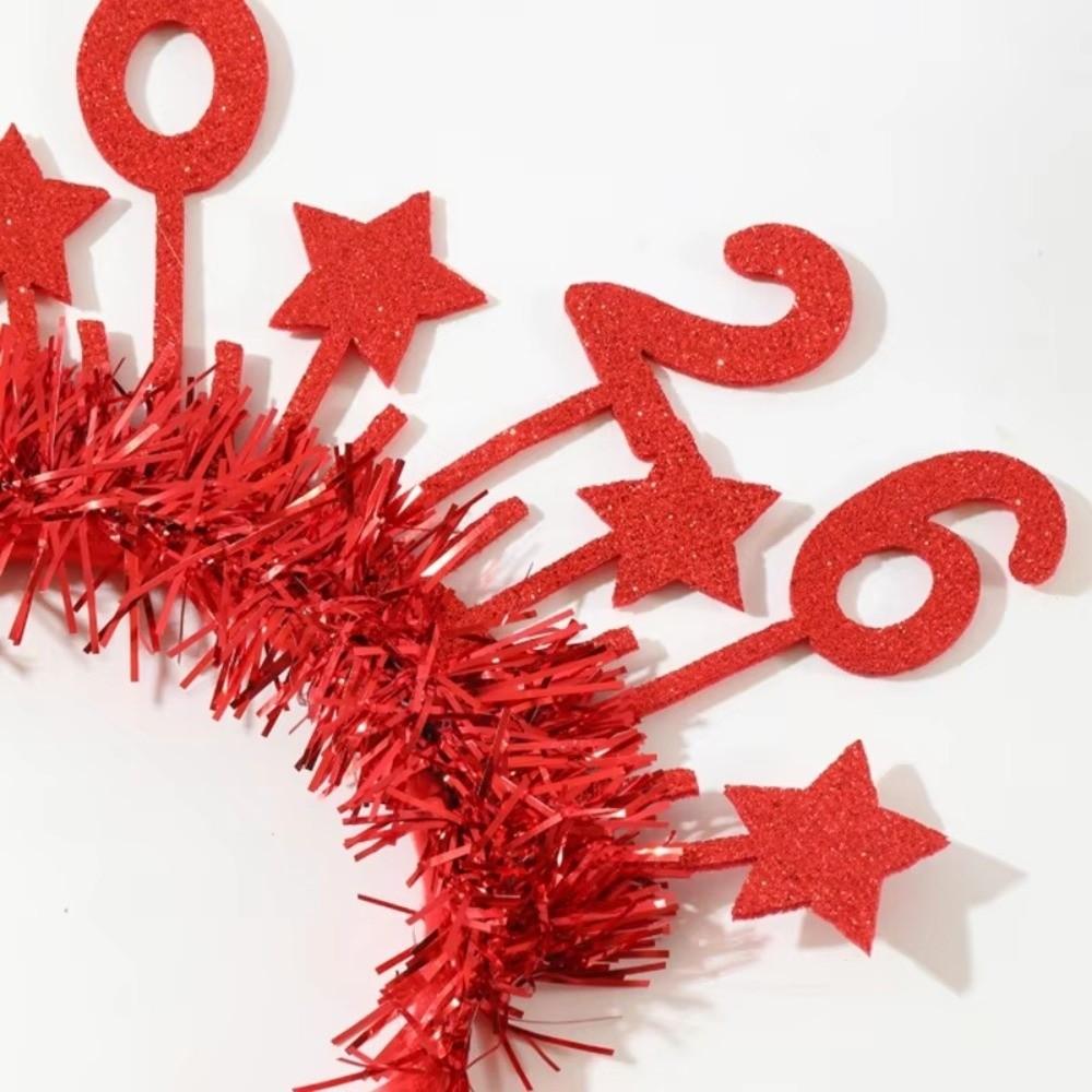 Sweet 2026 Happy New Year Headband Cute Glitter Hair Hoop Star Strip Headwear Party Decoration