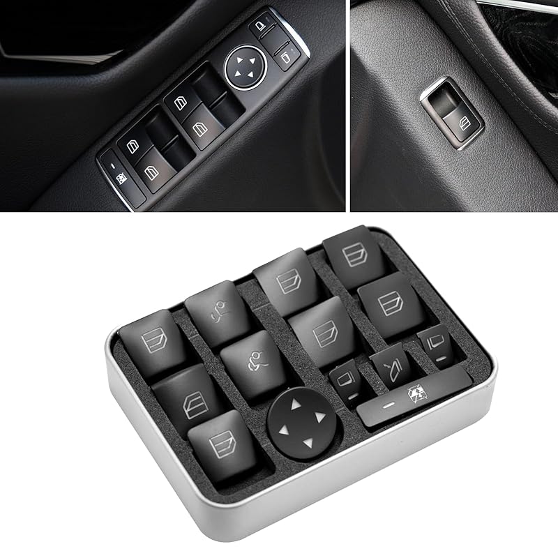 Moonlinks Inner Door Power Window Switch Button Covers Trim Sticker Replacement Compatible With Mercedes Benz A B C E G GLA CLA GLK GL ML GLE Class