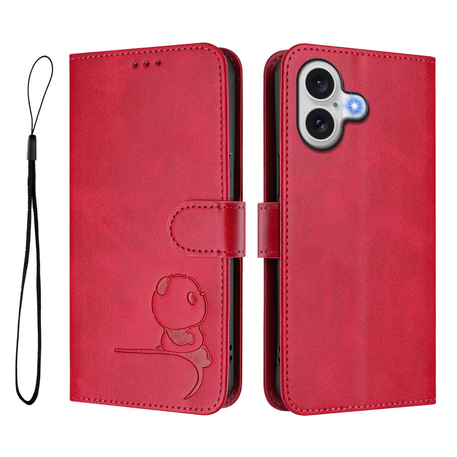 

Чехол для iPhone 17 с оттиском панды, кошелек с RFID-блокировкой, кожаный чехол для телефона с ремешком на запястье Rose