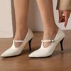 Faux Suede Pumps Women High Heel Shoes 8.5 cm Female T-belt Custom PU Leather Sexy Pointed Toe Thin Heels Working Shoes WSH5253