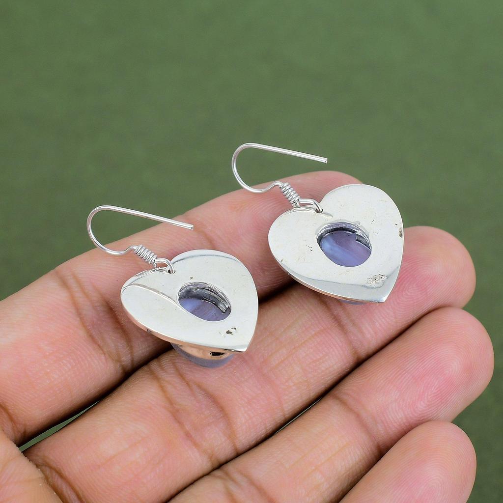 Blue Lace Agate Earring 925 Sterling Silver Earring Decent Earring Gemstone Jewelry Handmade Earrings Silver Jewelry For Her Gifts For Women