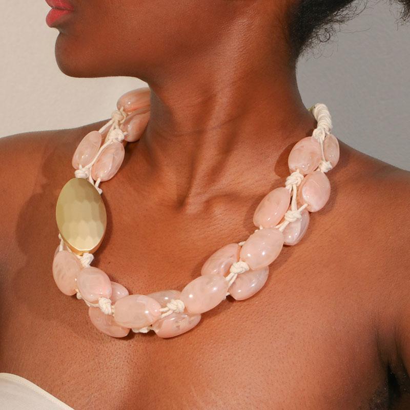 Statement Boho Necklace Acrylic Beads Handmade for Woman Girl Trendy Wedding Party Jewelry