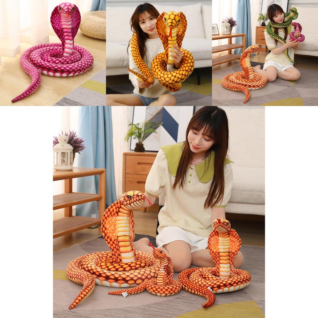 King Cobra Plush Toy With Super Soft Short Plush For Kids Educational Animal Play