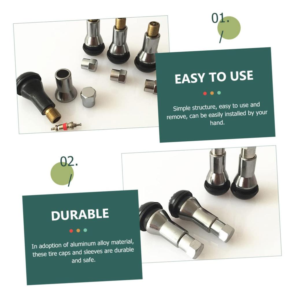 ETHZZLE 8pcs Tr413ac Decorative Cap Car Decoration Bushon Tire Valve Sleeve Valve Stem Sleeve Aluminum Alloy Silver