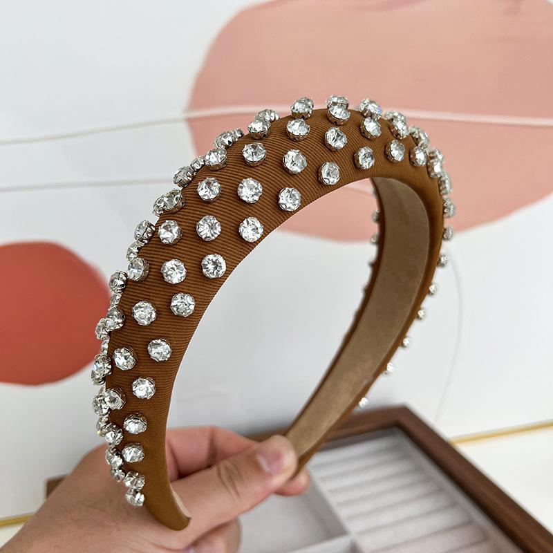 Colorful Full Diamond Popular Rhinestone Hair Accessories Headband For Women Boutique High-end Cotton Crystal Dot Hair Hoops