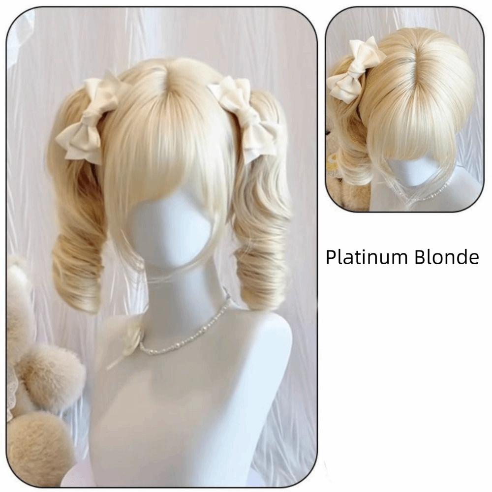 Air Bangs Short Curly Hair Bob Wig Heat Resistant Cosplay Lolita Hair Carnival