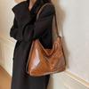 Retro fashion Spice Girl locomotive bag 2025 new shoulder women's bag soft leather messenger bag commuter tote bag