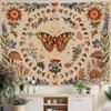 VIKAMA Boho Vintage Schmetterling Wandteppich Wandbehang Ästhetische Verzauberte Dekoration für Schlafzimmer Wohnheim