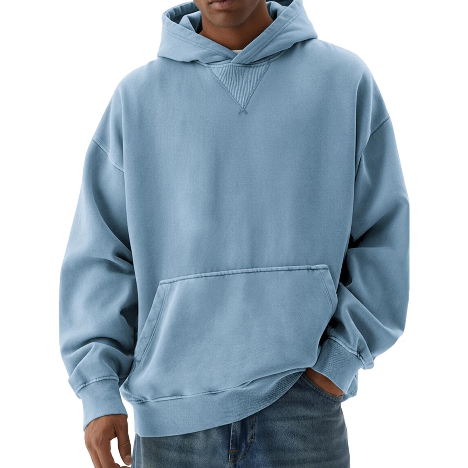 

Мужской Повседневный Спортивный Пуловер с Капюшоном с Перекрестным Узором XL небесно-голубой