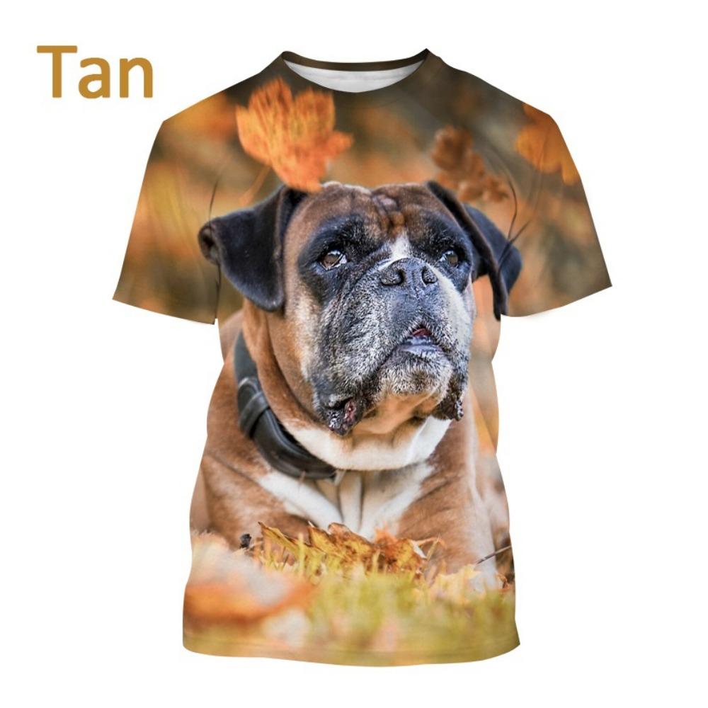 Hot-selling Men's Bulldog 3D T-shirt, Cute Animal Puppy T-shirt, Personalized Casual Printed Short-sleeve Top.