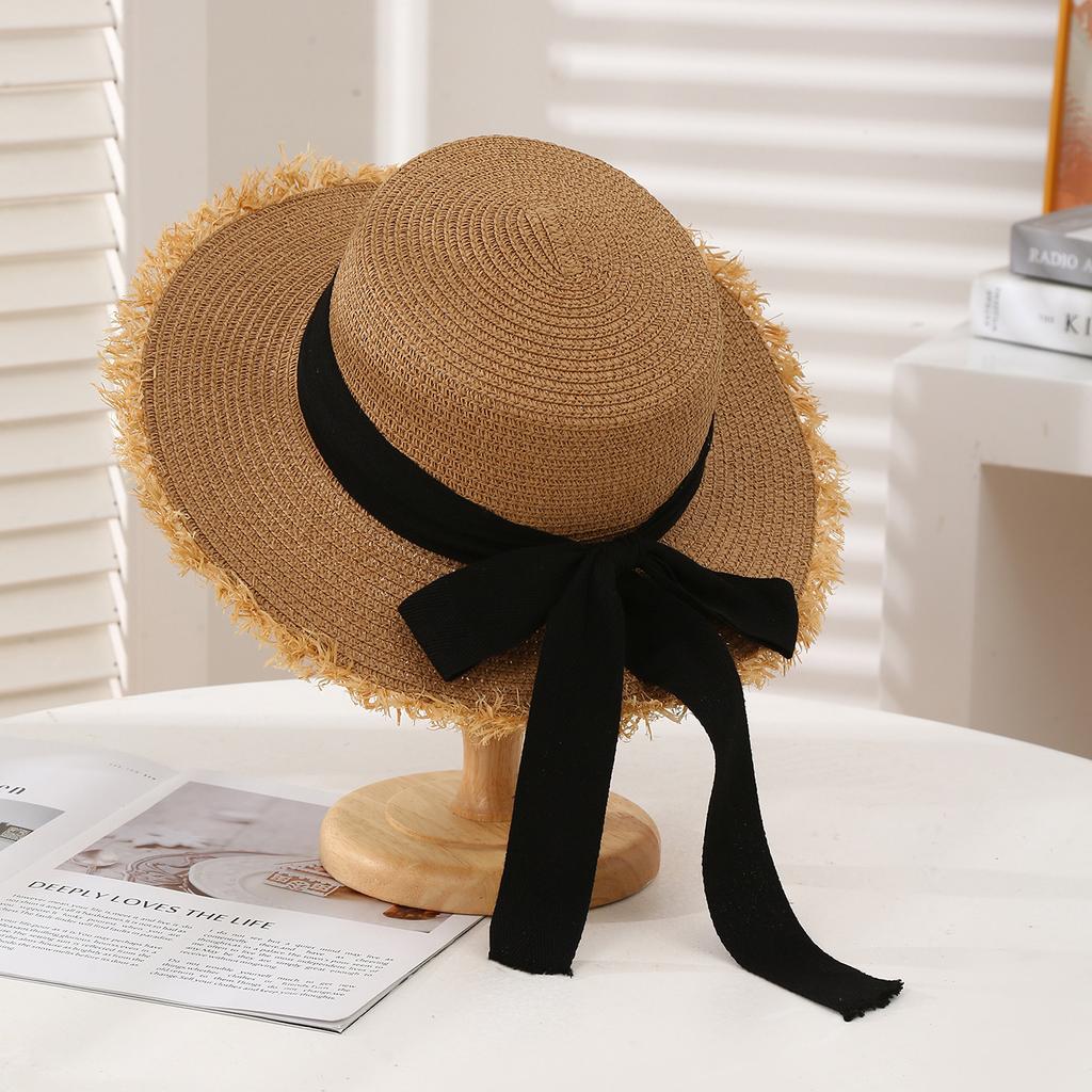 Sommer Sonnenschutz Strohhut Eltern-Kind Mutter Tochter Outdoor Breiter Rand Spitze Gewebt Strand Sonnenhut für Erwachsene und Baby