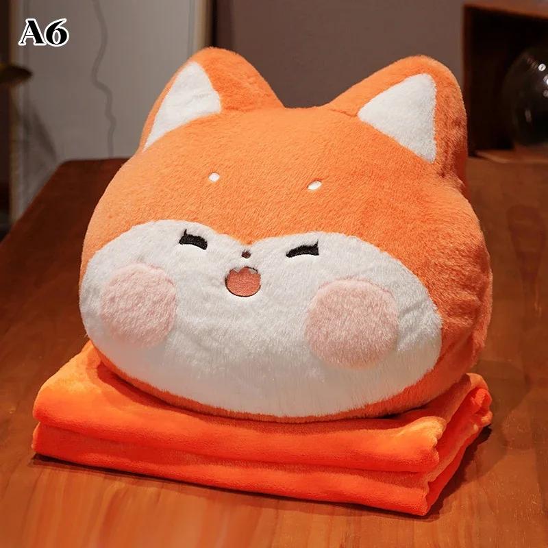 Winter Plush 3-In-1 Pillow Blanket Cartoon Fill Warm Hands Home Car Travel Bedroom Bed Sofa Office Cute Waist Support Blanket