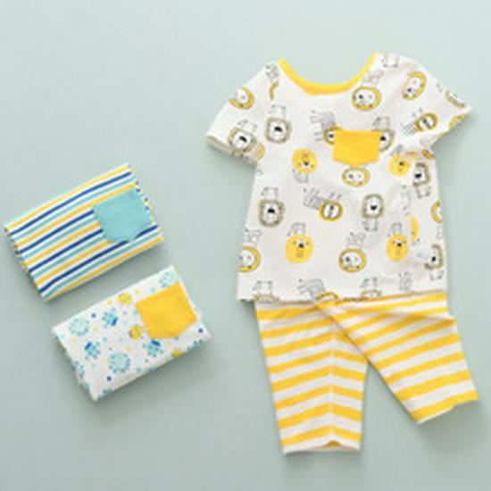 Pure Cotton Baby Pajama and Underwear Set: Thin Long Sleeve AC Suit for Summer Home Wear