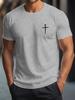 Men's Summer 100% Cotton Fashionable Casual Loose Large Size Faith Cross Printed Round Neck Short Sleeve T-shirt Top