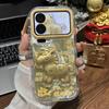 Luxury Premium Gold Pony Suitable for Apple 17Pro Mobile Phone Case IP16/15 New Year's 14 Feather Yarn 13 Bracket 12