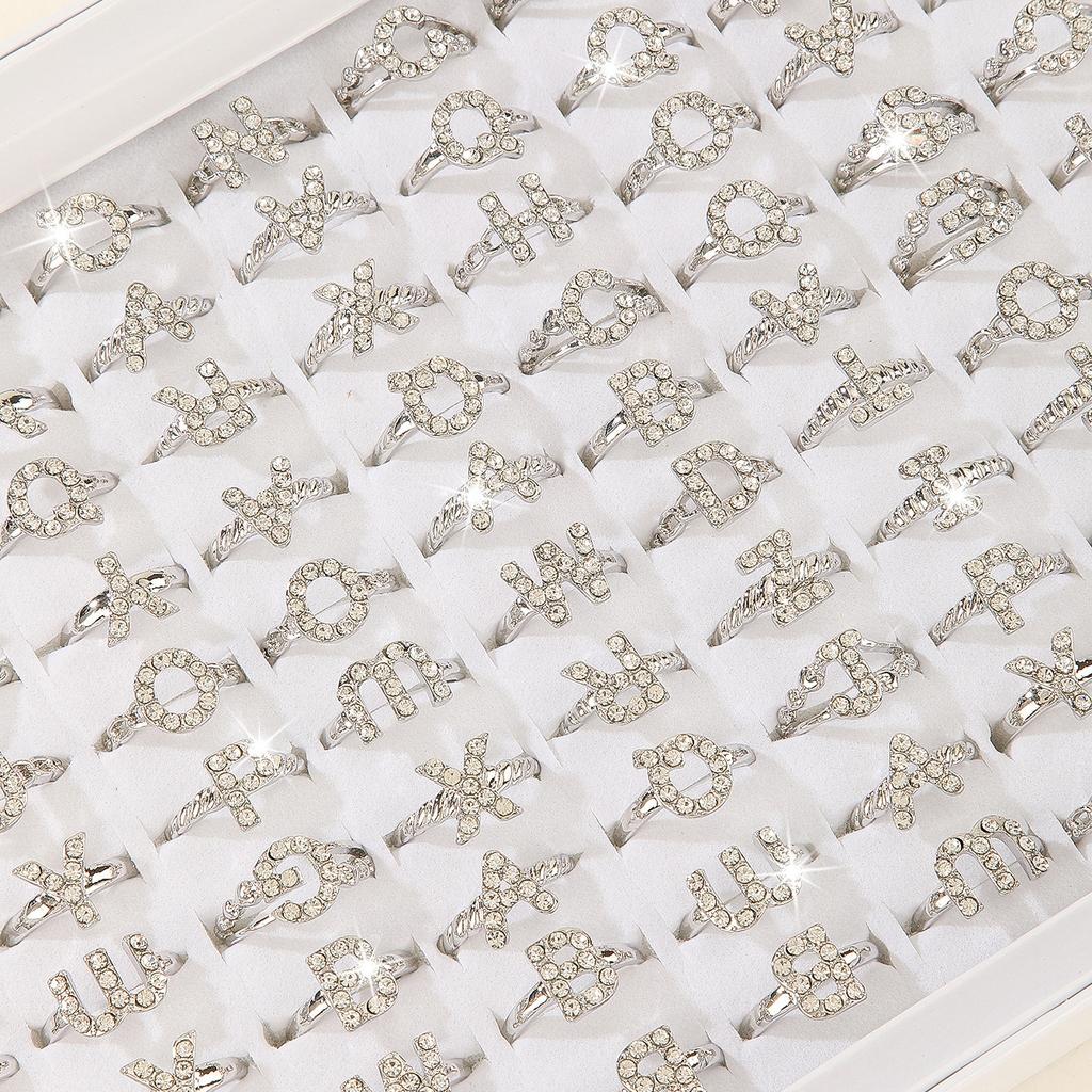 10Pcs Female adjustable zirconia ring with simple and elegant style, versatile ring, letter ring